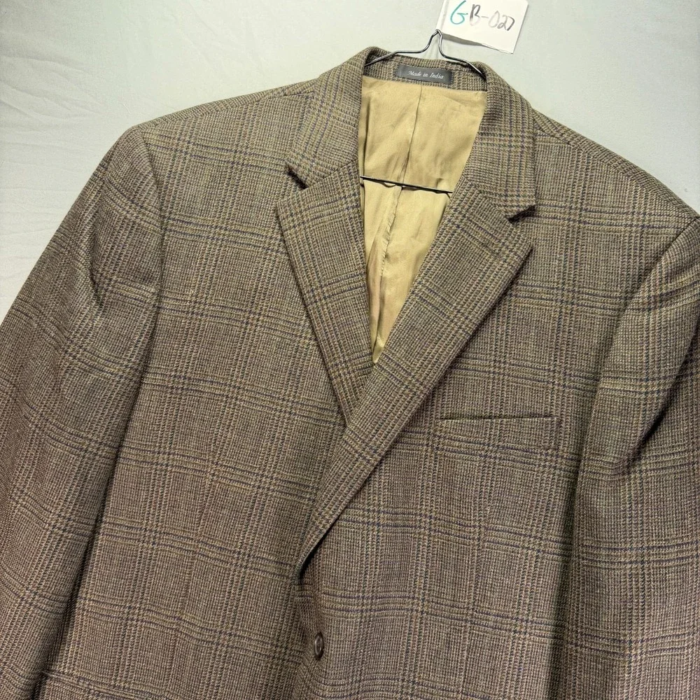 Lauren Ralph Lauren Blazer Mens 46L Brown Glen Check Wool Two Button Notch